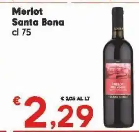 Eurospar Merlot santa bona cl 75 offerta