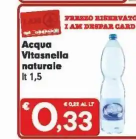 Eurospar Acqua vitasnella naturale l 1.5 offerta