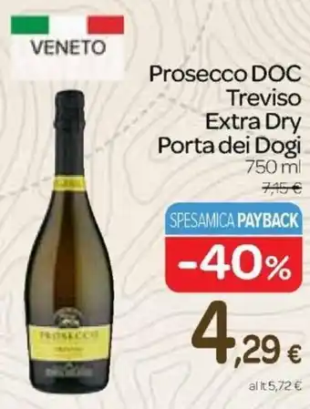 Carrefour Express Porta dei Dogi Prosecco DOC Treviso Extra Dry 750 ml offerta