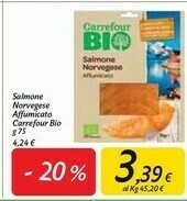Carrefour Market Carrefour Bio - Salmone Norvegese Affumicato 75 G(ml) offerta
