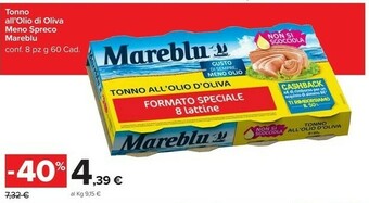 Carrefour Market Mareblu Tonno All'olio Di Oliva Meno Spreco offerta
