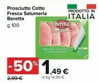 Carrefour Market Beretta Prosciutto Cotto Fresca Salumeria offerta