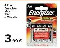 Carrefour Market Energizer 4 Pile A Stilo / Ministilo Aa Energizer No Leaks 3 offerta