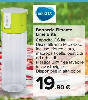 Brita Fill&Go Bottle Filtr Lime Bottiglia Per Filtrare L'acqua Trasparente