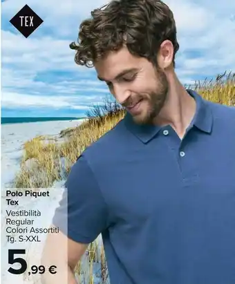 Carrefour Market Tex Polo Uomo Piquet offerta