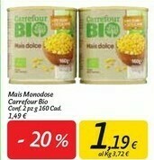 Carrefour Carrefour Bio Mais Monodose offerta