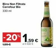 Carrefour Carrefour Bio Birra Non Filtrata offerta