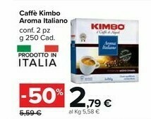 Carrefour Kimbo Caffè Aroma Italiano 250 G(ml) offerta
