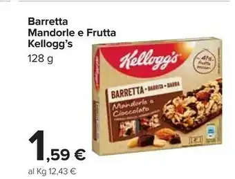 Carrefour Kelloggs Kellogg's - Barretta Mandorle E Cioccolato 128 G(ml) offerta