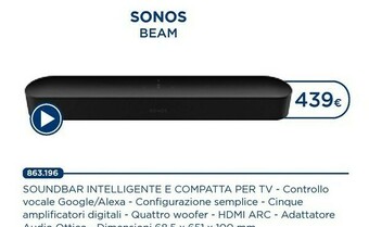 Sonos Beam Altoparlante Soundbar