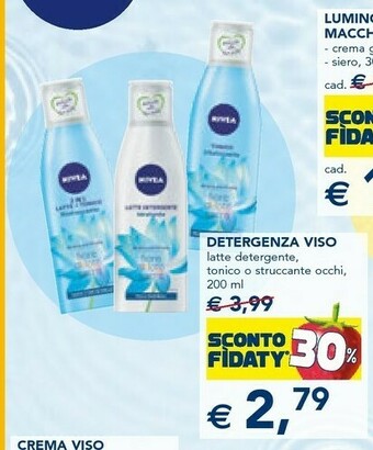 Esselunga Nivea Detergenza Viso Latte Detergente/ Tonico O Struccante Occhi offerta