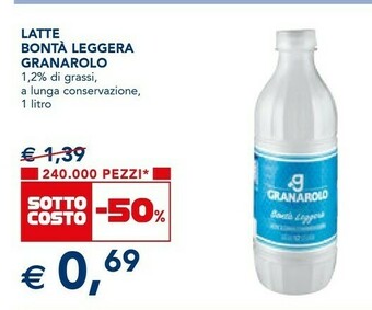 Esselunga Granarolo Bontà Leggera Latte Parzialmente Scremato A Lunga Conservazione offerta