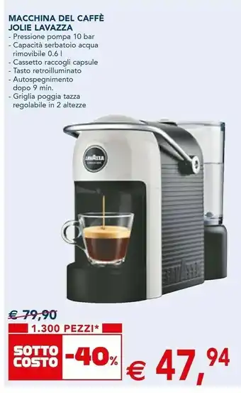 Esselunga Lavazza Jolie Plus Macchina Per Espresso 0,6 L Automatica offerta