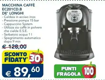 Esselunga Delonghi Macchina Caffe Ec201cd.b offerta