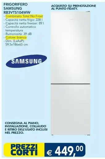 Esselunga Samsung RB3VTS104WW Frigorifero Con Congelatore Libera Installazione 317 L E Bianco offerta