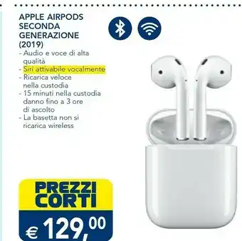 Esselunga Apple AirPods (2nd Generation) AirPods Con Custodia Di Ricarica Wireless offerta