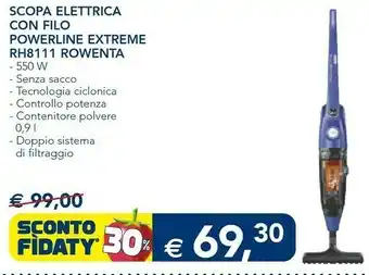 Esselunga Rowenta Powerline Extreme RH8011 Scopa Elettrica Sacchetto Per La Polvere Blu 2,2 L 750 W offerta