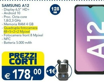 Samsung Galaxy A12 SM-A125F 16,5 Cm (6.5") 4G USB Tipo-C 4 GB 128 GB 5000 MAh Blu