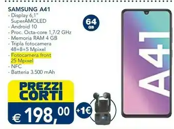 Samsung Galaxy A41 SM-A415F 15,5 Cm (6.1") 4G USB Tipo-C 4 GB 64 GB 3500 MAh Blu