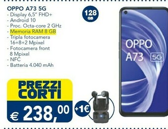 Esselunga Oppo A73 5G 16,5 Cm (6.5") ColorOS 7.2 USB Tipo-C 8 GB 128 GB 4040 MAh Nero offerta