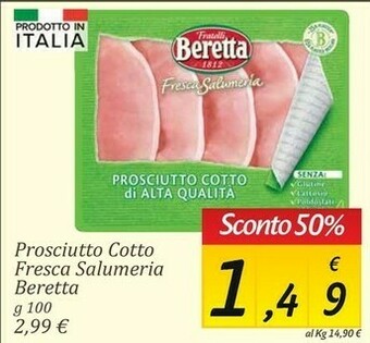 Carrefour Market Beretta Prosciutto cotto offerta