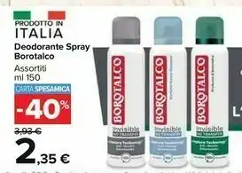 Carrefour Market Borotalco Original Unisex Deodorante Spray 150 Ml offerta