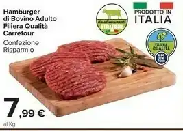 Carrefour Carrefour Hamburger Di Bovino Adulto Filiera offerta
