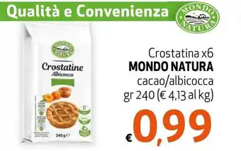 Maxi Supermercati Mondo Natura Crostatina x6 cacao/albicocca 240 gr offerta