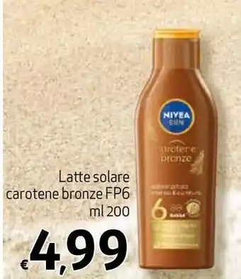 Maxi Supermercati Nivea Latte solare carotene bronze FP6 200 ml offerta