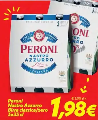 Iper Super Conveniente Peroni Nastro Azzurro Birra classico/zero 3x33 cl offerta