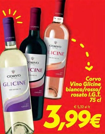 Iper Super Conveniente Corvo Vino Glicine bianco/rosso/rosato I.G.T. 75 cl offerta