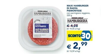 Esselunga Esselunga Maxi Hamburger Di Razza Piemontese Con Parmigiano Reggiano offerta