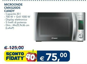Esselunga Candy COOKinApp CMXG20DS Superficie Piana Microonde Combinato 20 L 700 W Argento offerta