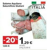 Carrefour Market Giuliani Salame Aquilano offerta