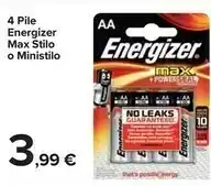 Carrefour Market Energizer 4 Pile Max Stilo / Ministilo offerta