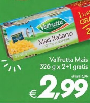 Iper Super Conveniente Valfrutta Mais 326 g x 2+ 1 gratis offerta