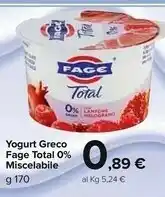 Carrefour Market Fage Total 0% Con Fragola 170 G(ml) offerta