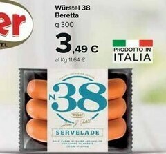 Carrefour Market Beretta Wurstel 38 offerta