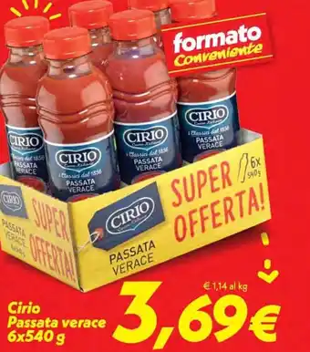 Iper Super Conveniente Cirio Passata verace 6x540 g offerta