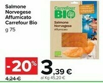 Carrefour Market Carrefour Bio - Salmone Norvegese Affumicato 75 G(ml) offerta