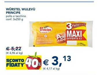 Esselunga Principe Wurstel Di Pollo E Tacchino Wulevù 250 G(ml) offerta