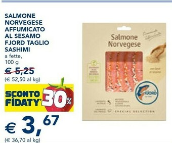 Esselunga Fjord Salmone Norvegese Affumicato Al Sesamo Taglio Sashimi A Fette offerta