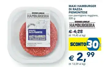 Esselunga Parmigiano reggiano Hamburger offerta