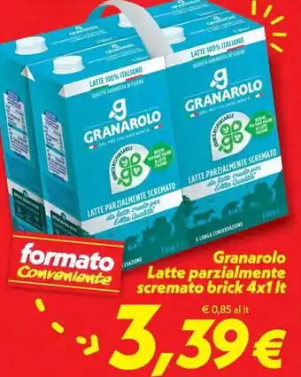 Iper Super Conveniente Granarolo Latte parzialmente scremato brick 4x1 lt offerta