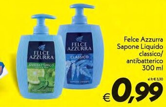 Iper Super Conveniente Felce Azzurra Sapone Liquido classico/antibatterico 300 ml offerta