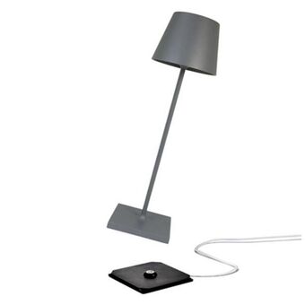 Lampada a batteria portatile e ricaricabile da tavolo zafferano poldina pro grigio scuro