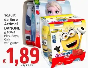 Paghi Poco Danone Actimel Yogurt da Bere 100 g x 4 offerta