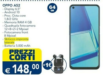 Esselunga Oppo A52 16,5 Cm (6.5") 4 GB 64 GB SIM Singola USB Tipo-C Nero Android 10.0 5000 MAh offerta