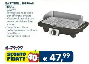 Esselunga Tefal EasyGrill BG90A8 Barbecue Per L'aperto E Bistecchiera 2300 W Elettrico Da Tavolo Nero, Acciaio Inossidabile offerta