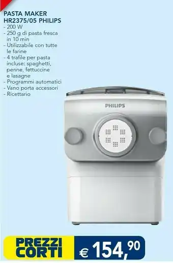 Esselunga Philips Avance Collection Pasta Maker HR2375/05 Macchina Per Pasta Fresca Automatica offerta
